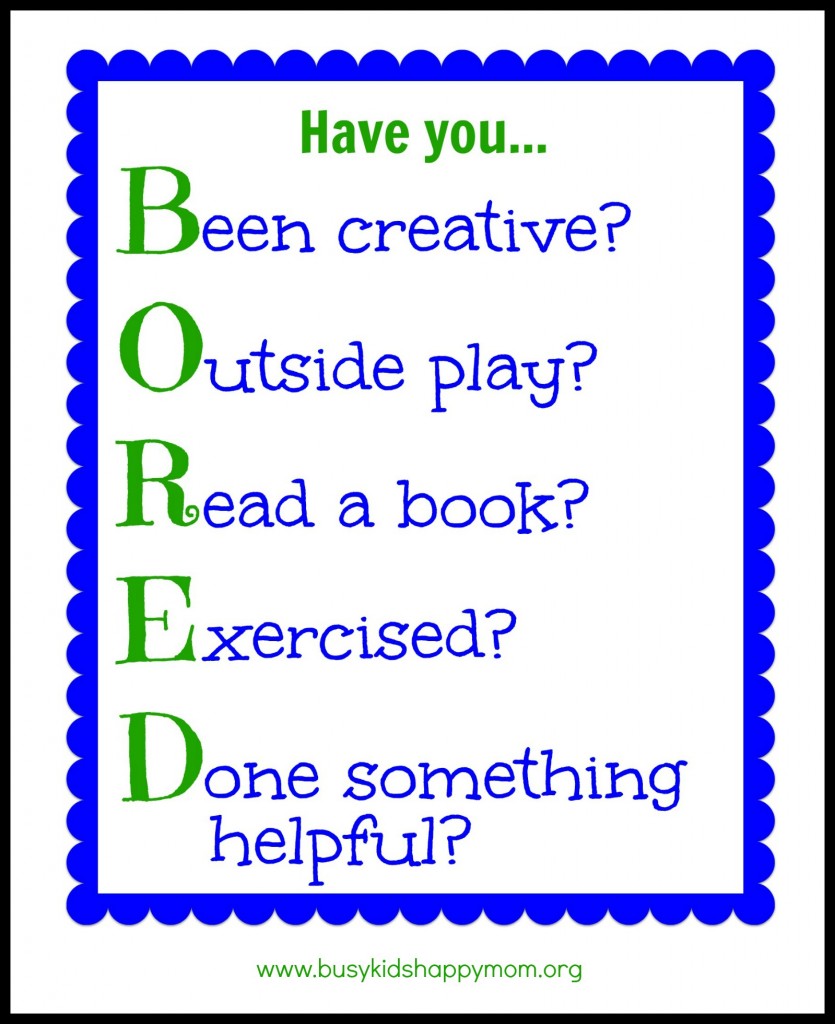 Bored Activity Chart with printable