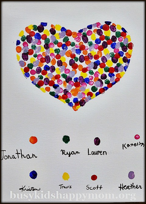 valentines day heart made from fingerprint art
