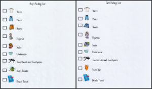 Vacation Packing – Free Packing Lists for boys and girls!